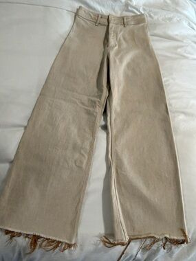 Zara High Rise Wide Leg Jeans in Beige